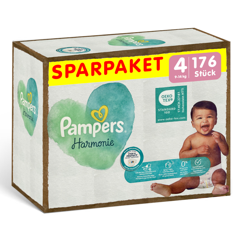 Preview: Eine Packung Pampers Harmonie Größe 4 im Sparpaket.